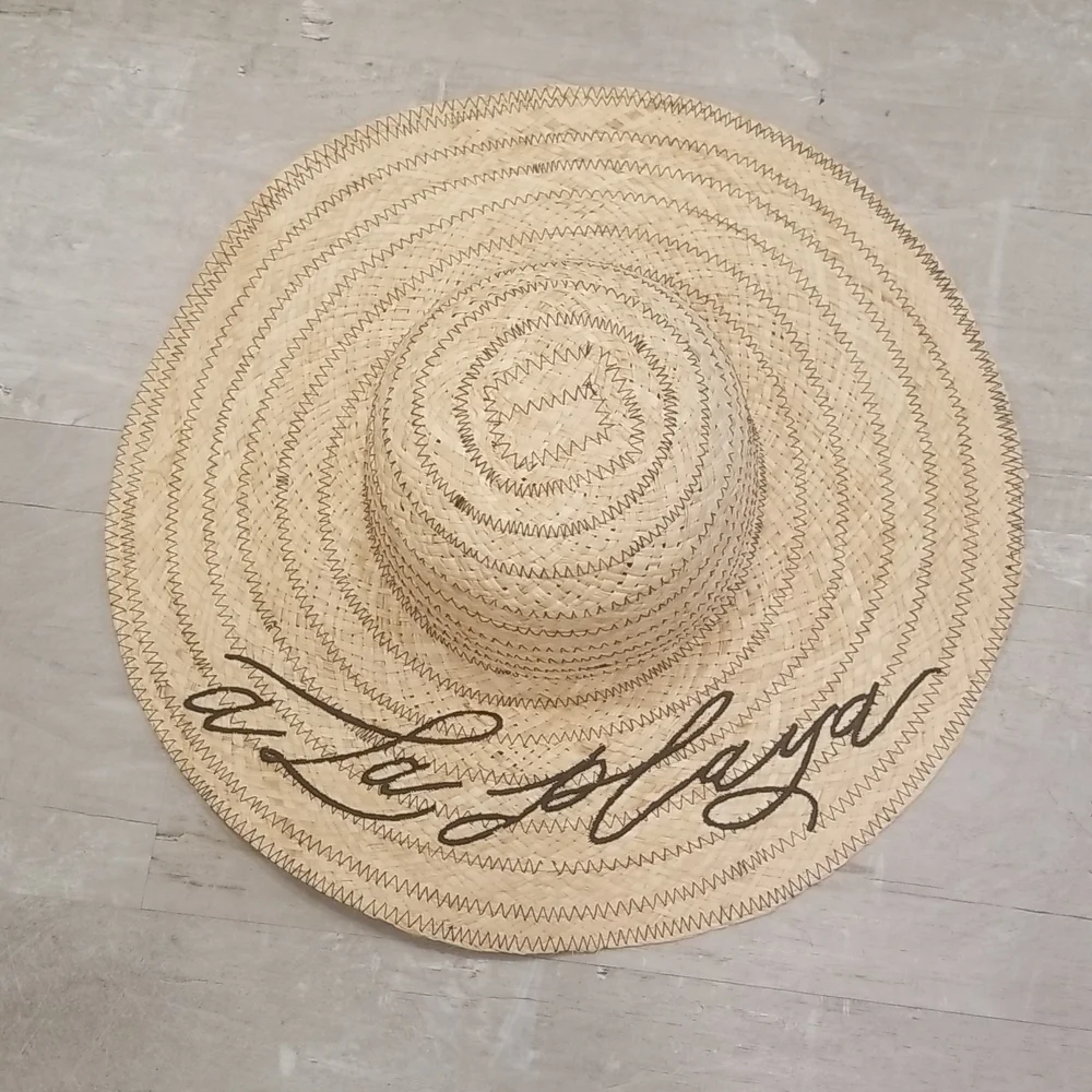 💕MICHAEL STARS💕 Raffia Embroidered A La Playa Straw Floppy Hat NWT - Picture 1 of 11